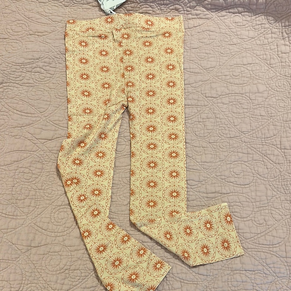 Kate Quinn Orange and Cream Leggings with Floral Pattern